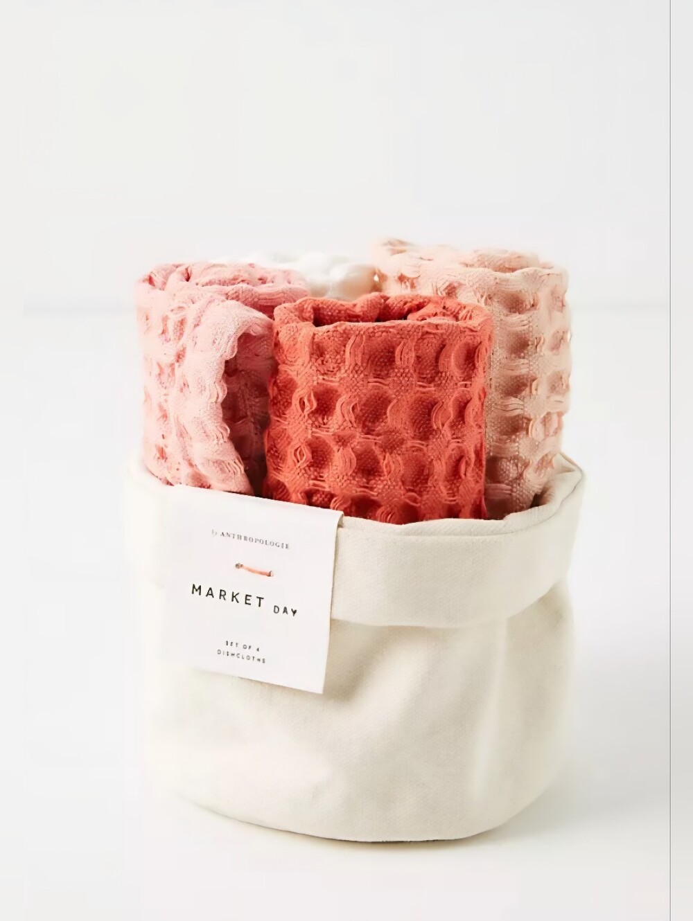 Anthropologie, Market Waffle Dishcloths in Red Motif, Set of 4